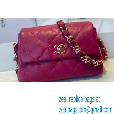 Chanel Lambskin Small Flap Bag with Logo Strap AS2299 Purple 2021
