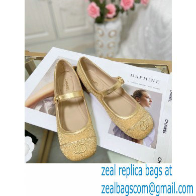 Chanel Mary Janes G36482 Glitter Gold 2021