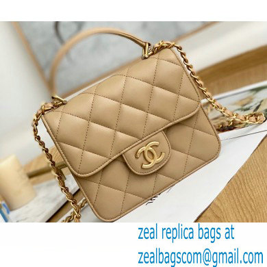 Chanel Mini Classic Flap Bag with Top Handle Beige 2021