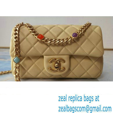 Chanel Resin Chain Lambskin Small Flap Bag AS2380 Beige 2021