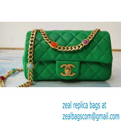 Chanel Resin Chain Lambskin Small Flap Bag AS2380 Green 2021