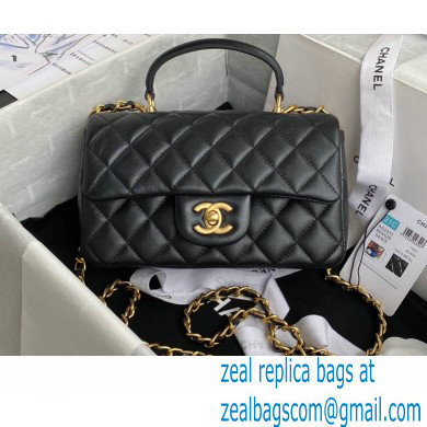 Chanel Small Classic Flap Bag with Top Handle AS2431 Black 2021