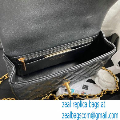 Chanel Small Classic Flap Bag with Top Handle AS2431 Black 2021 - Click Image to Close