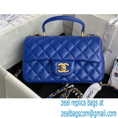 Chanel Small Classic Flap Bag with Top Handle AS2431 Blue 2021