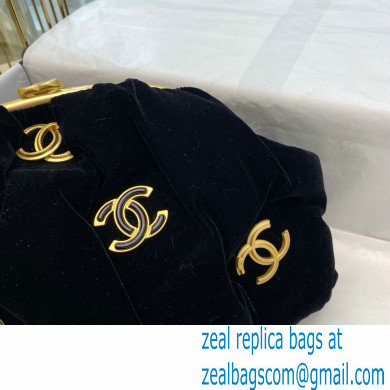 Chanel Velvet Clutch Bag with Chain AS2137 Black/Gold Charms 2020