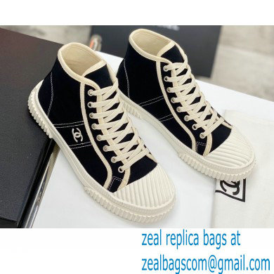 Chanel Vintage Canvas High-top Sneakers Black 2021