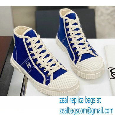 Chanel Vintage Canvas High-top Sneakers Blue 2021