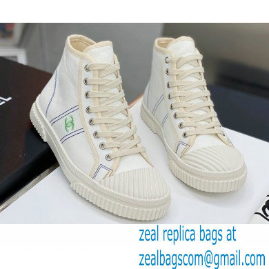 Chanel Vintage Canvas High-top Sneakers White 2021