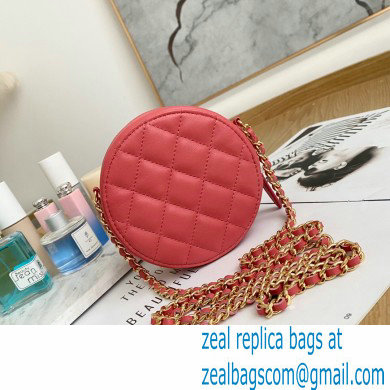 Chanel Zirconium Crystal CC Logo Round Clutch with Chain Bag AP1944 Coral Pink 2021