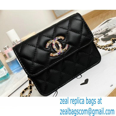 Chanel Zirconium Crystal CC Logo Small Clutch with Chain Bag AP1942 Black 2021