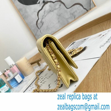 Chanel Zirconium Crystal CC Logo Wallet on Chain WOC Bag AP1943 Yellow 2021