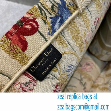 Dior Book Tote Bag in Beige Multicolor Hibiscus Metallic Thread Embroidery 2021 - Click Image to Close