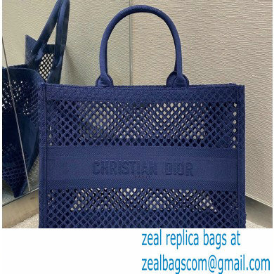 Dior Book Tote Bag in Blue Mesh Embroidery 2021