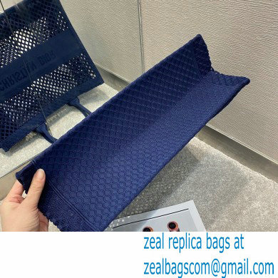 Dior Book Tote Bag in Blue Mesh Embroidery 2021