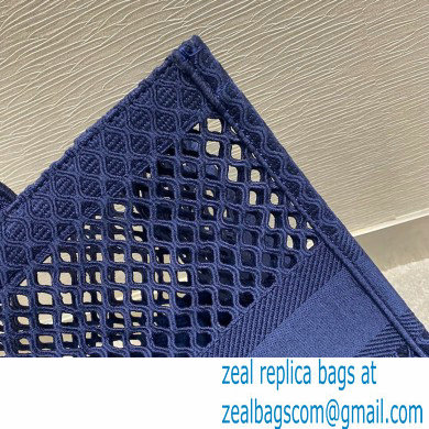 Dior Book Tote Bag in Blue Mesh Embroidery 2021