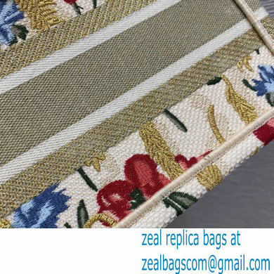 Dior Mini Book Tote Bag in Beige Multicolor Hibiscus Metallic Thread Embroidery 2021