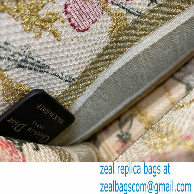 Dior Mini Book Tote Bag in Beige Multicolor Hibiscus Metallic Thread Embroidery 2021