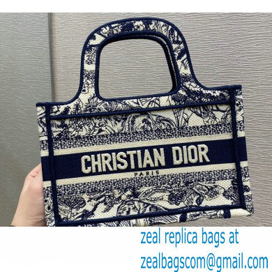 Dior Mini Book Tote Bag in Blue Toile de Jouy Embroidery 2021 - Click Image to Close