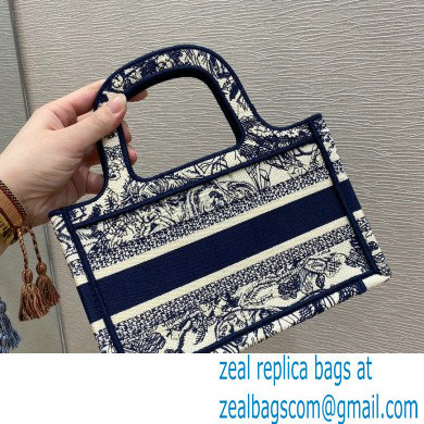 Dior Mini Book Tote Bag in Blue Toile de Jouy Embroidery 2021