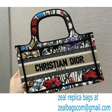 Dior Mini Book Tote Bag in Multicolor Mille Fleurs Embroidery 2021 - Click Image to Close