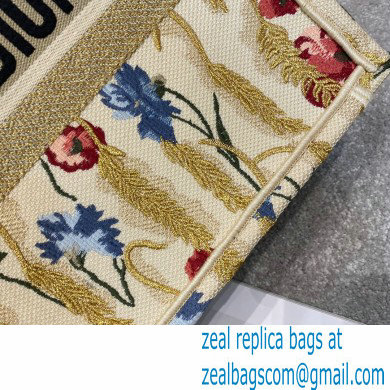 Dior Small Book Tote Bag in Beige Multicolor Hibiscus Metallic Thread Embroidery 2021 - Click Image to Close