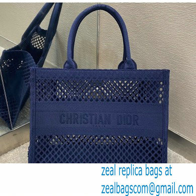 Dior Small Book Tote Bag in Blue Mesh Embroidery 2021