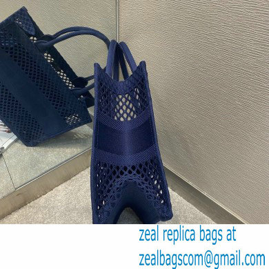 Dior Small Book Tote Bag in Blue Mesh Embroidery 2021