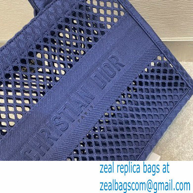 Dior Small Book Tote Bag in Blue Mesh Embroidery 2021