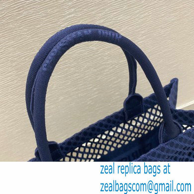 Dior Small Book Tote Bag in Blue Mesh Embroidery 2021