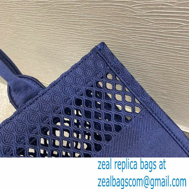 Dior Small Book Tote Bag in Blue Mesh Embroidery 2021