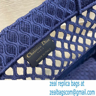 Dior Small Book Tote Bag in Blue Mesh Embroidery 2021