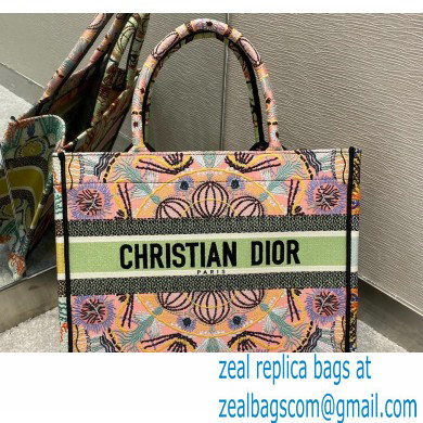 Dior Small Book Tote Bag in Multicolor Lights Embroidery 2021