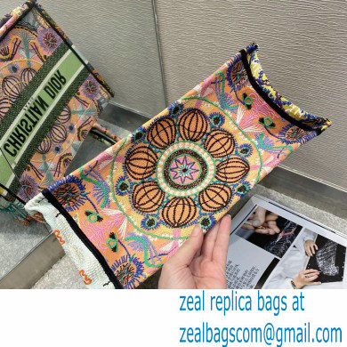 Dior Small Book Tote Bag in Multicolor Lights Embroidery 2021