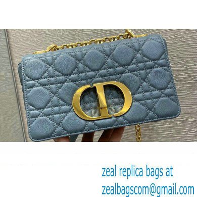 Dior Small Caro Bag in Soft Cannage Calfskin Cloud Blue 2021