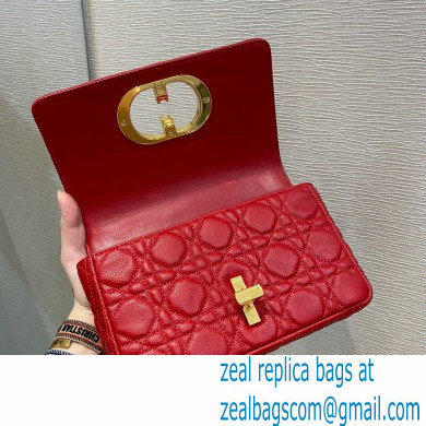 Dior Small Caro Bag in Soft Cannage Calfskin Red 2021