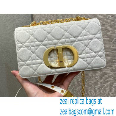 Dior Small Caro Bag in Soft Cannage Calfskin White 2021