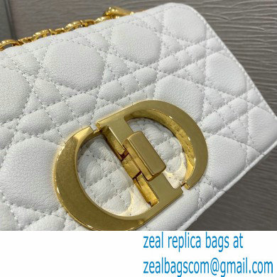 Dior Small Caro Bag in Soft Cannage Calfskin White 2021