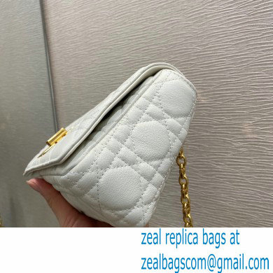 Dior Small Caro Bag in Soft Cannage Calfskin White 2021