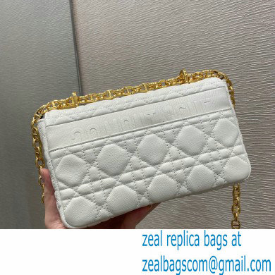 Dior Small Caro Bag in Soft Cannage Calfskin White 2021