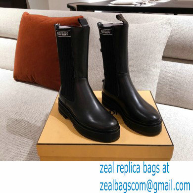 Fendi Black Leather Biker Ankle Boots 01 2021 - Click Image to Close