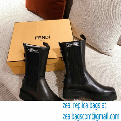 Fendi Black Leather Biker Ankle Boots 01 2021