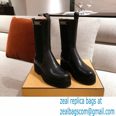 Fendi Black Leather Biker Ankle Boots 02 2021