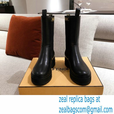 Fendi Black Leather Biker Ankle Boots 02 2021