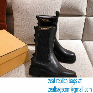 Fendi Black Leather Biker Ankle Boots 02 2021