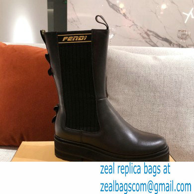 Fendi Black Leather Biker Ankle Boots 02 2021