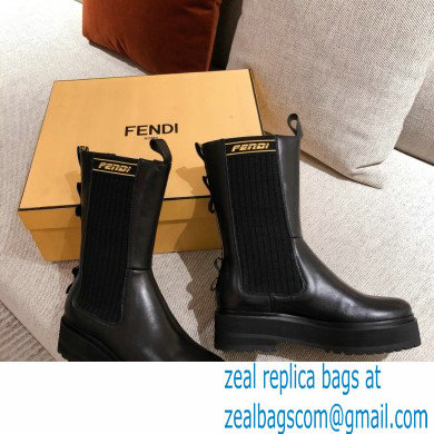 Fendi Black Leather Biker Ankle Boots 02 2021