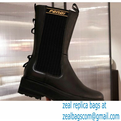 Fendi Black Leather Biker Ankle Boots 02 2021