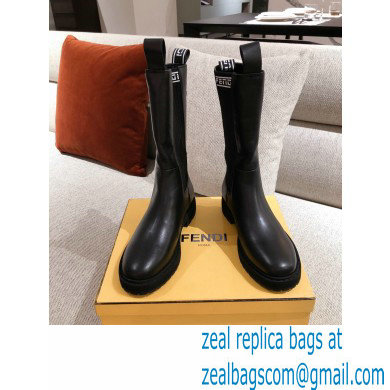 Fendi Black Leather Biker Ankle Boots 03 2021