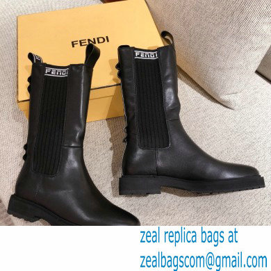 Fendi Black Leather Biker Ankle Boots 03 2021