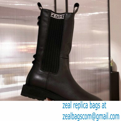 Fendi Black Leather Biker Ankle Boots 03 2021